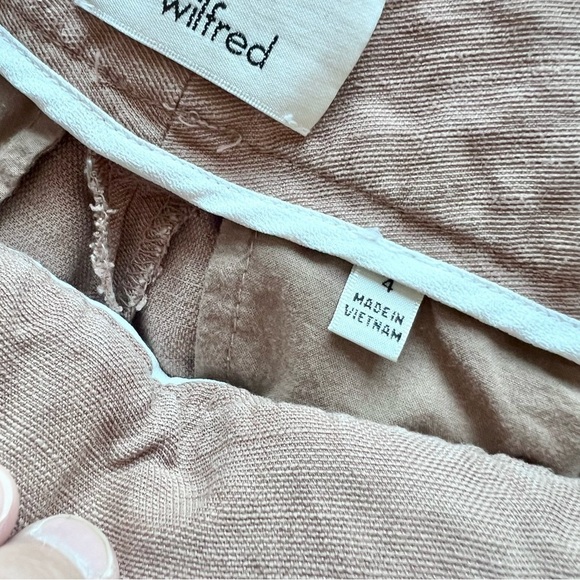 Aritzia Wilfred Cauchy Linen Blend High Rise Belted Cropped Pants Brown Size 4 - Picture 8 of 10